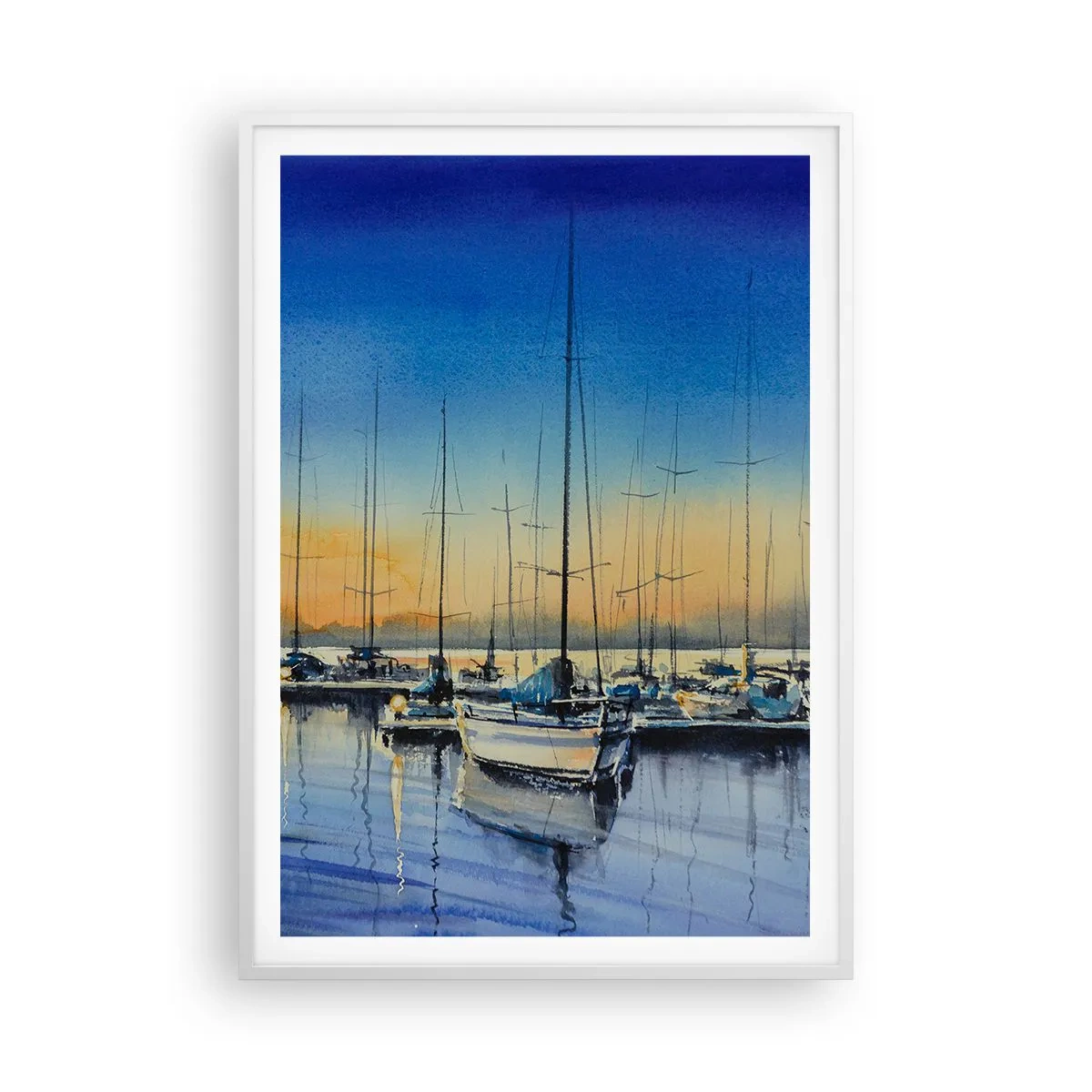 Affiche dans un cadre blanc - Poster - Fin d'une belle journée - 70x100 cm
