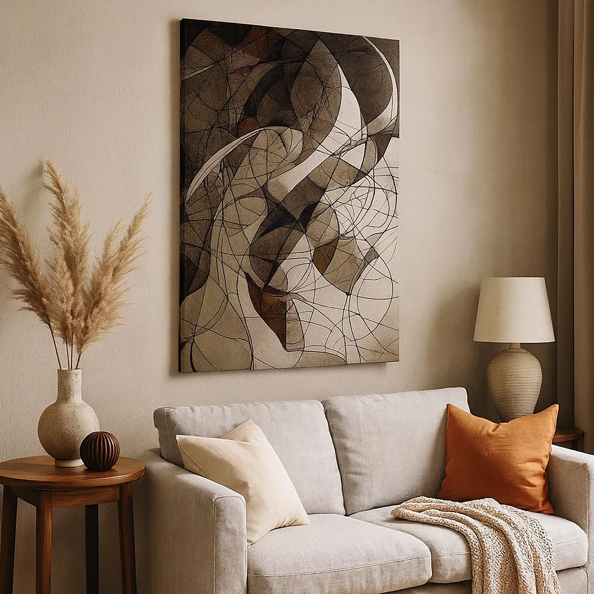 Impression sur toile - Image sur toile - Motif abstrait dans des tons marron et terreux - 50x70cm - Circulation des couleurs de la terre - Décoration murale moderne pour le salon et la chambre ARTTOR