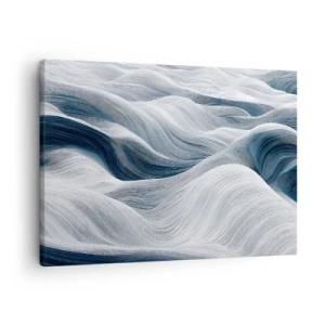 Impression sur toile - Image sur toile - Lignes ondulées dans des tons de bleu et de blanc - 70x50cm - Vagues blanches et bleues - Décoration murale moderne pour le salon et la chambre ARTTOR