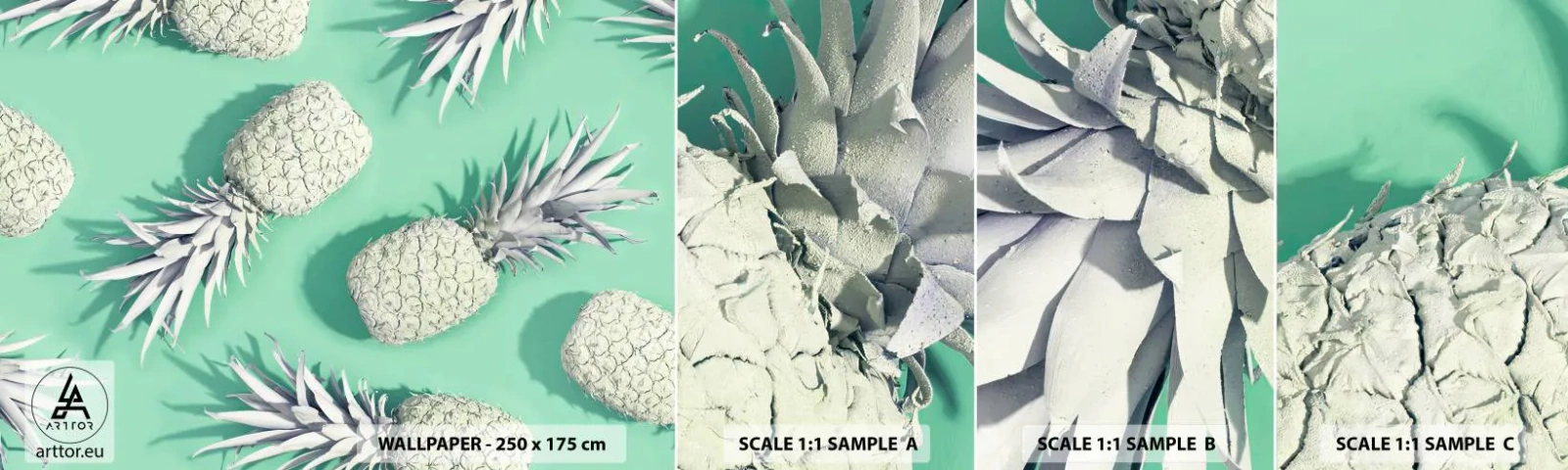 Échantillon de Papier Peint Autocollant Deluxe Sticker - Ils se combinent très bien avec la menthe - Abstraction, Ananas, Morceau - 100x30 cm