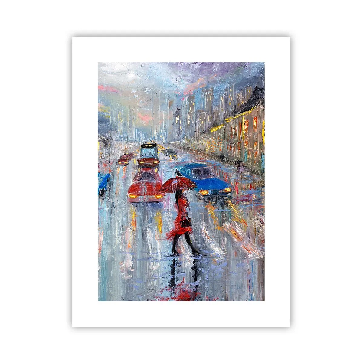 Affiche - Poster - Après-midi pluvieux en ville - 30x40 cm