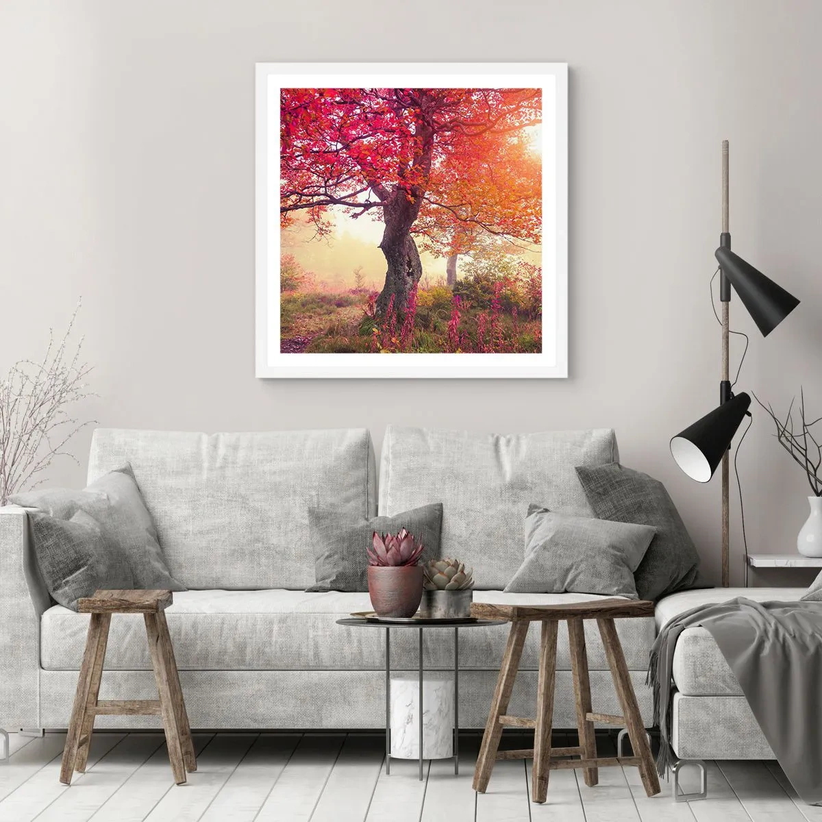 Affiche dans un cadre blanc - Poster - Frénésie de floraison - 40x40 cm