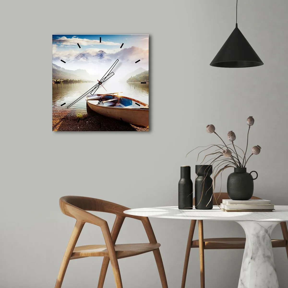 Horloge murale - Pendule murale - Au bord de la grande et limpide eau - 30x30 cm