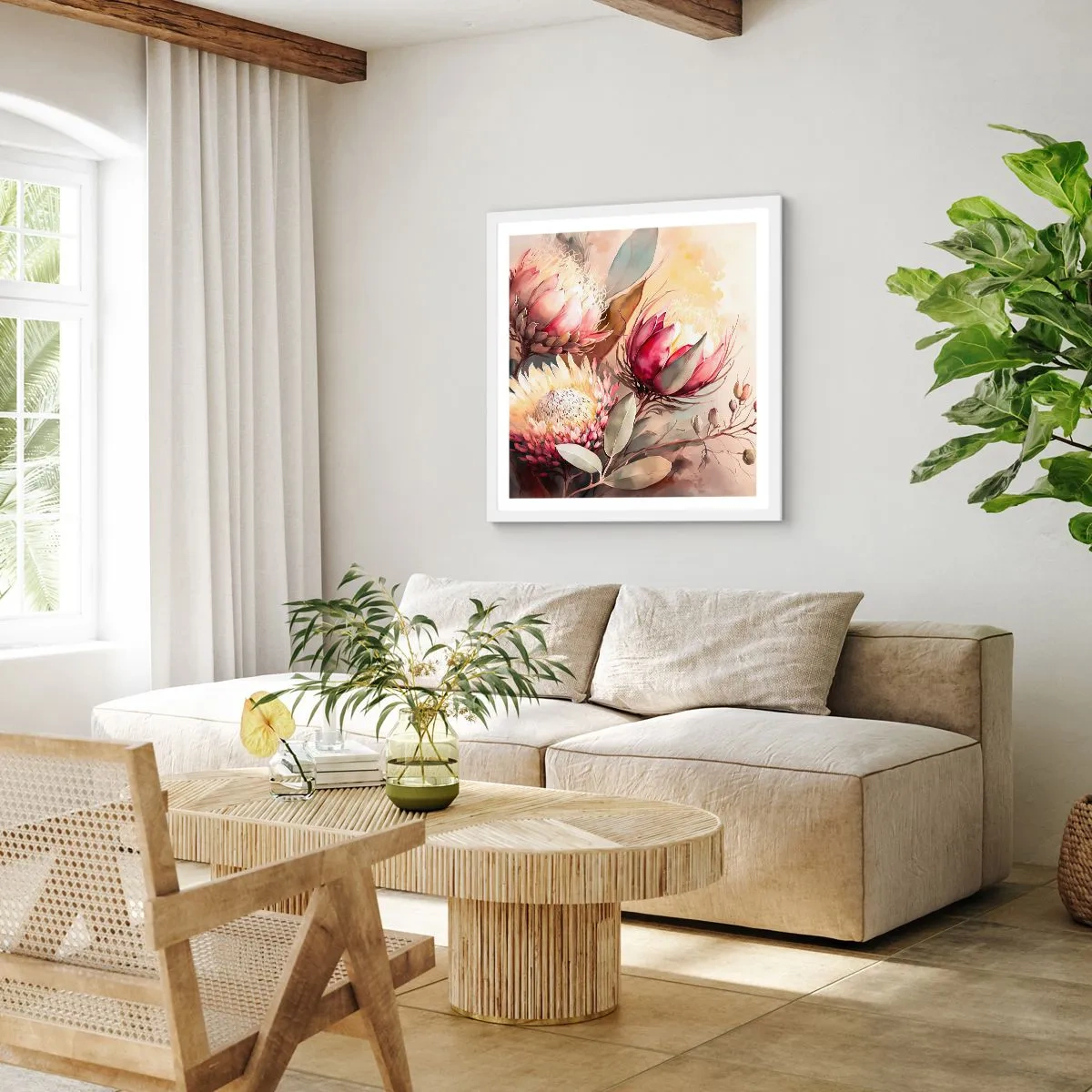 Affiche dans un cadre blanc - Poster - De profil et de face - 50x50 cm