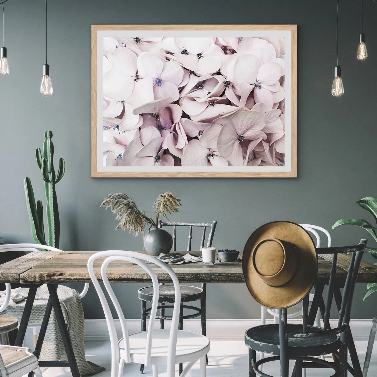 Affiche dans un chêne clair - Poster - Dans un flot de fleurs - 50x40 cm