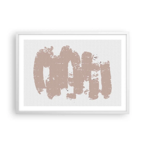 Affiche dans un cadre blanc - Poster - Abstraction en rose tendre - 70x50 cm