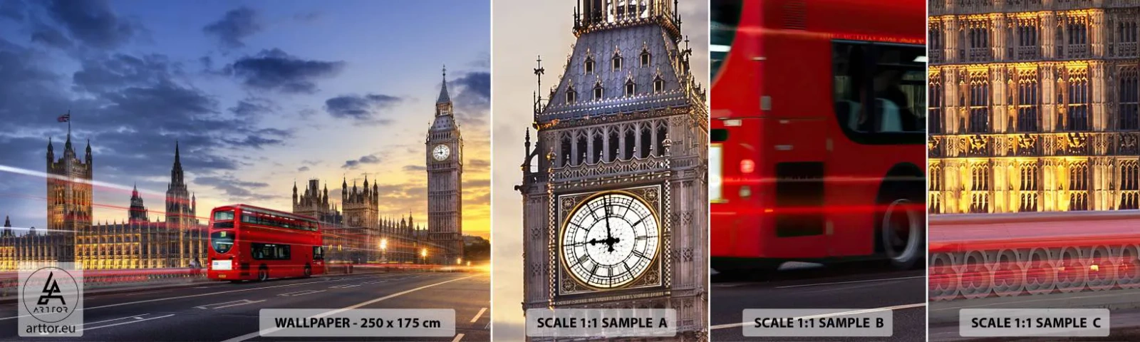 Échantillon de Papier Peint Autocollant Deluxe Sticker - Caractères spéciaux - Ville, Londres, Architecture - 100x30 cm