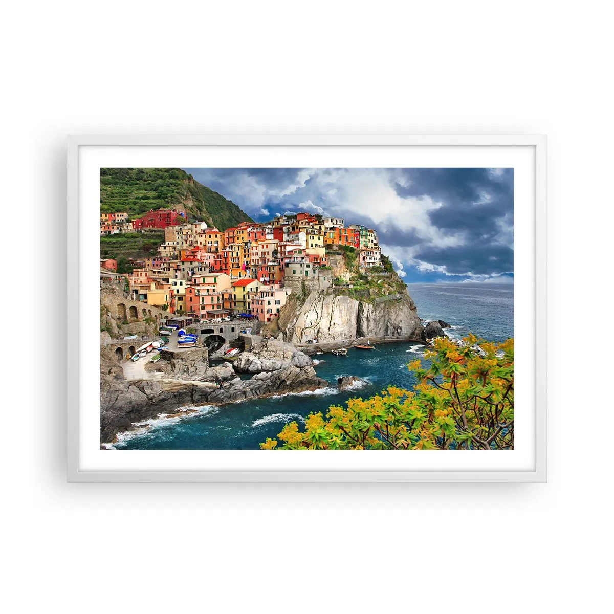 Affiche dans un cadre blanc - Poster - Un groupe embrassant les rochers - 70x50 cm