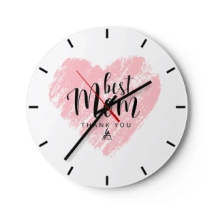 Horloge murale - Pendule murale - Un cœur rose avec les mots « meilleure maman » sur fond blanc - 30x30cm - Toujours au bon moment - Décoration murale moderne pour le salon, la cuisine et la chambre ARTTOR