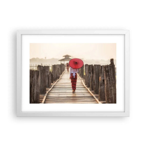 Affiche dans un cadre blanc - Poster - Sur le vieux pont - 40x30 cm