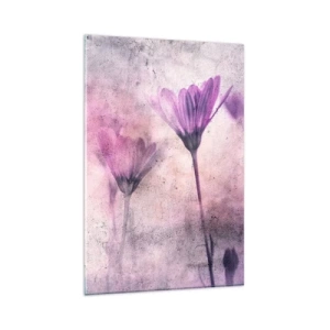 Impression sur verre - Image sur verre - Fleurs délicates dans des tons violets sur fond clair - 80x120cm - Rêve de fleurs - Décoration murale moderne pour le salon et la chambre ARTTOR