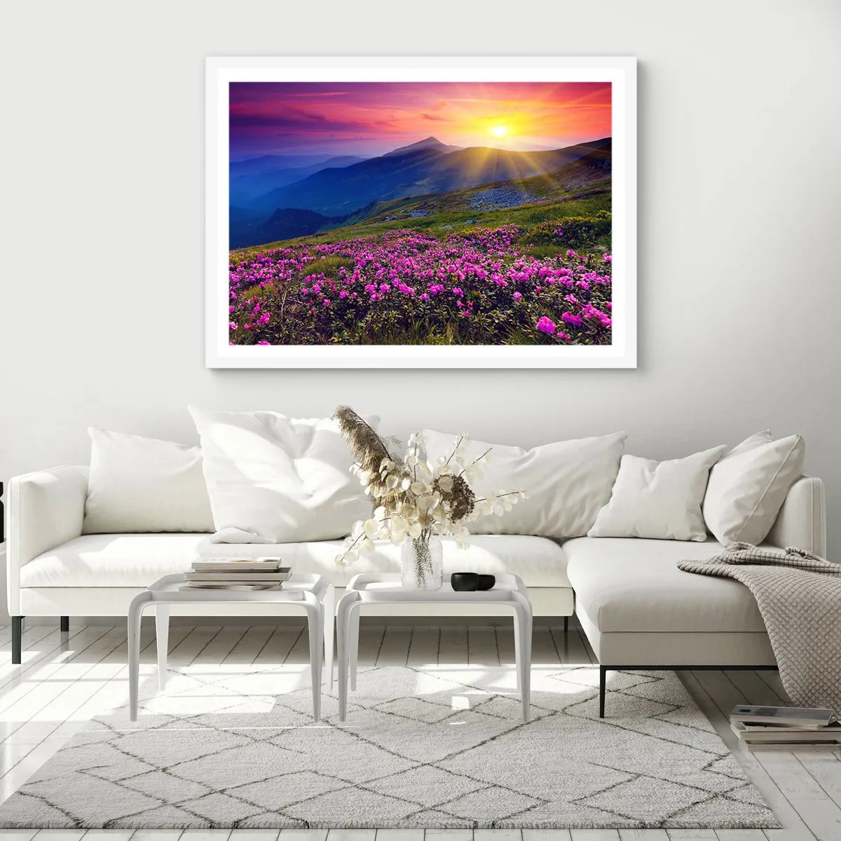 Affiche dans un cadre blanc - Poster - … Et autour, ça sent le pin des montagnes et l'odeur de la prairie - 100x70 cm