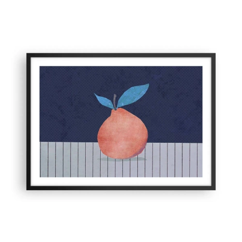 Affiche dans un cadre noir - Poster - Fruit abstrait sur fond de couleurs contrastées et de lignes droites. - 70x50cm - Convexité et plan - Décoration murale moderne pour le salon et la chambre ARTTOR