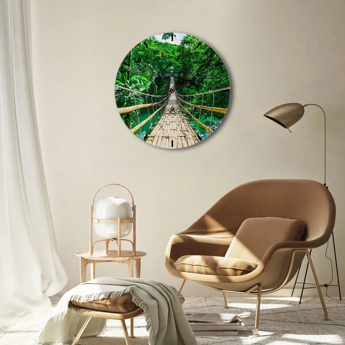 Horloge murale - Pendule murale - Pont de singe en pleine nature - 40x40 cm