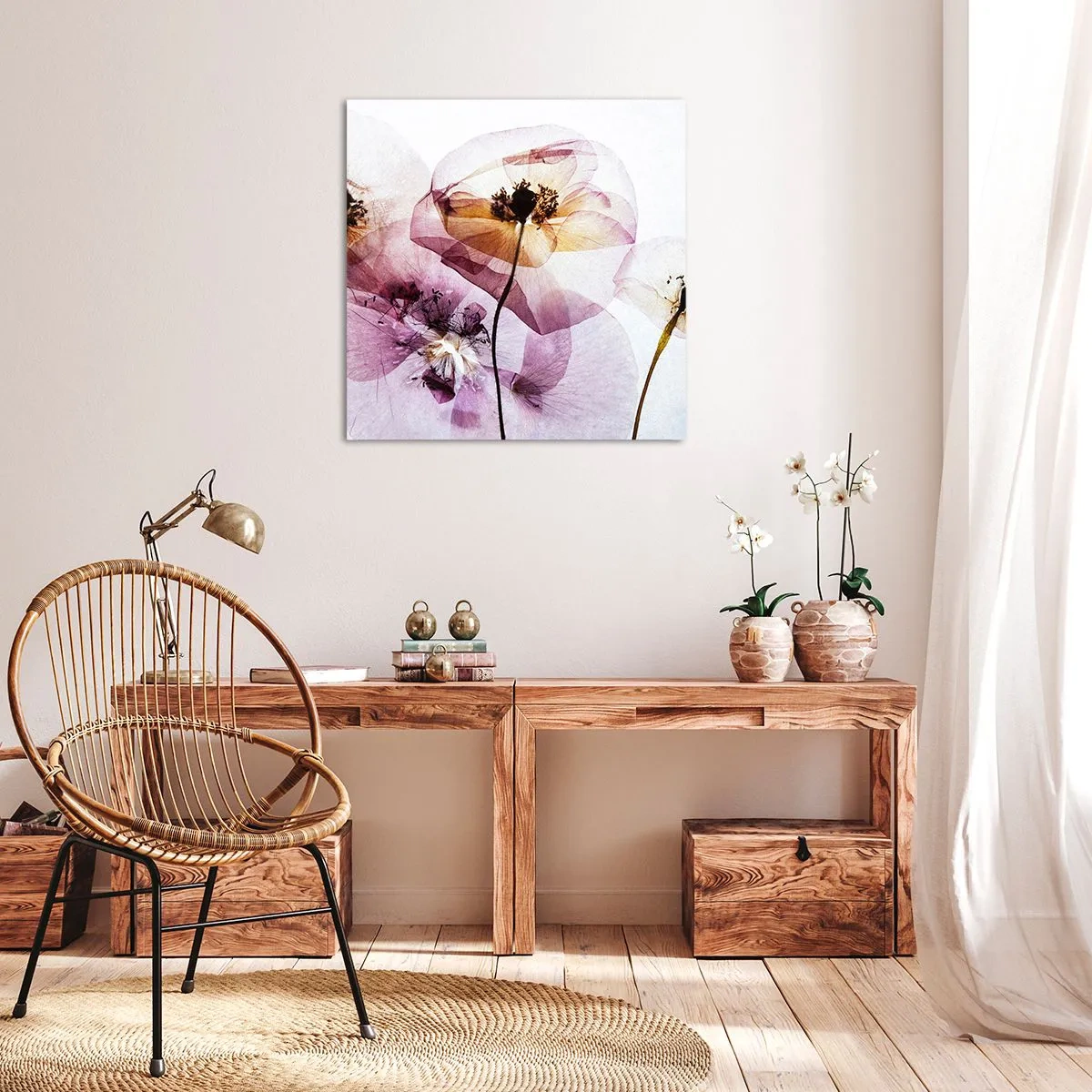 Impression sur toile - Image sur toile - Corps de fleurs transparente - 40x40 cm