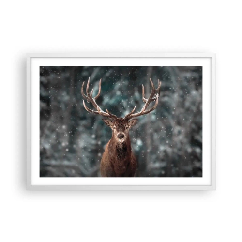 Affiche dans un cadre blanc - Poster - Roi de la forêt couronné - 70x50 cm