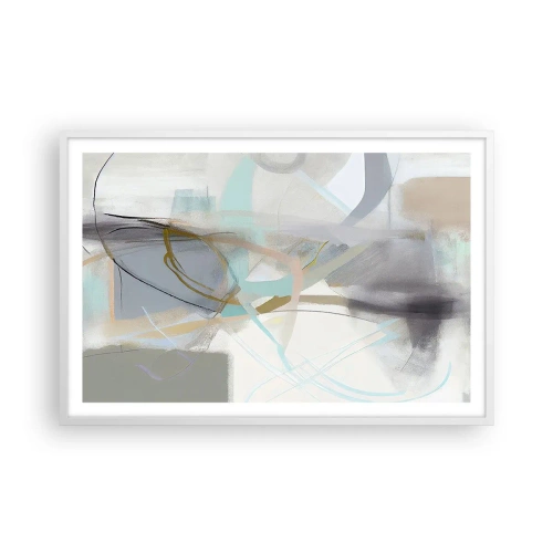 Affiche dans un cadre blanc - Poster - Abstraction brumeuse - 91x61 cm