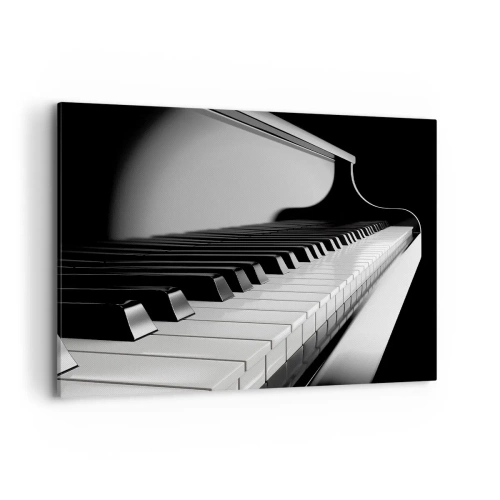 Impression sur toile - Image sur toile - Touches de piano dans une élégante photo en noir et blanc - 100x70cm - Harmonie des formes et des couleurs - Décoration murale moderne pour le salon et la chambre ARTTOR