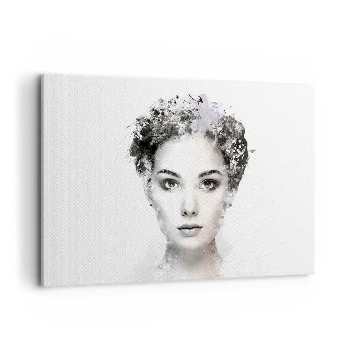 Impression sur toile - Image sur toile - Un portrait artistique d'une femme aux accents abstraits délicats. - 120x80cm - Un portrait extrêmement stylé - Décoration murale moderne pour le salon et la chambre ARTTOR