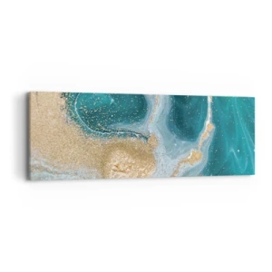 Impression sur toile - Image sur toile - Tourbillon d'or et de turquoise - 90x30 cm