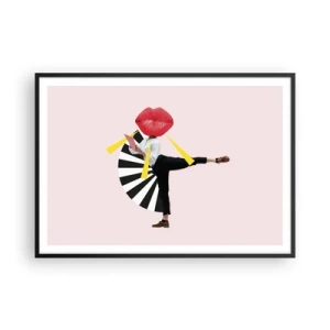 Affiche dans un cadre noir - Poster - Figure surréaliste avec bouche et éléments géométriques - 100x70cm - Pop-art surréaliste - Décoration murale moderne pour le salon et la chambre ARTTOR