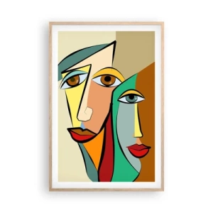 Affiche dans un chêne clair - Poster - Couple cubiste - 61x91 cm
