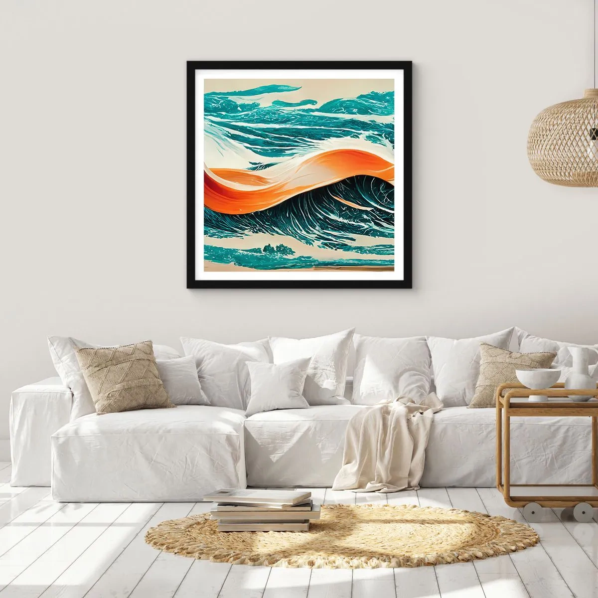 Affiche dans un cadre noir - Poster - Le rêve d'un surfeur - 60x60 cm