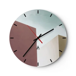 Horloge murale - Pendule murale - Architecture minimaliste aux formes géométriques - 30x30cm - La géométrie d'un été ensoleillé - Décoration murale moderne pour le salon, la cuisine et la chambre ARTTOR