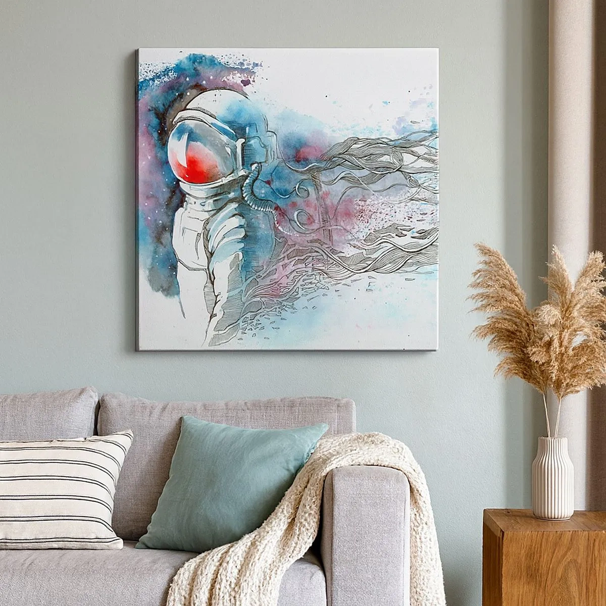 Impression sur toile - Image sur toile - Seul avec l'espace - 30x30 cm