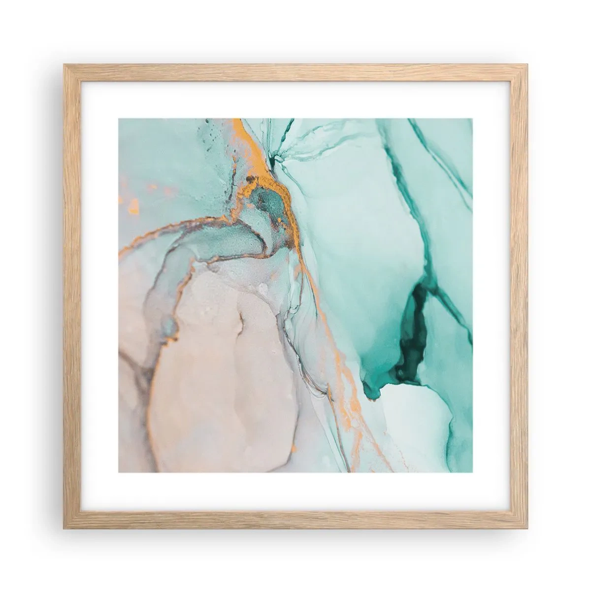 Affiche dans un chêne clair - Poster - Danse des formes et des couleurs - 40x40 cm