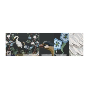 Échantillon de Papier Peint Autocollant Deluxe Sticker - Parade d'oiseaux - Animaux, Fleurs, Oiseau - 100x30 cm