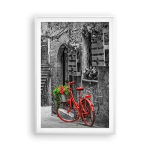 Affiche dans un cadre blanc - Poster - Ruelle toscane - 61x91 cm