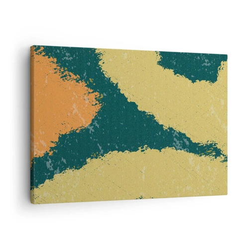 Impression sur toile - Image sur toile - Taches abstraites aux couleurs terreuses et vertes - 70x50cm - Abstraction – mouvement lent - Décoration murale moderne pour le salon et la chambre ARTTOR