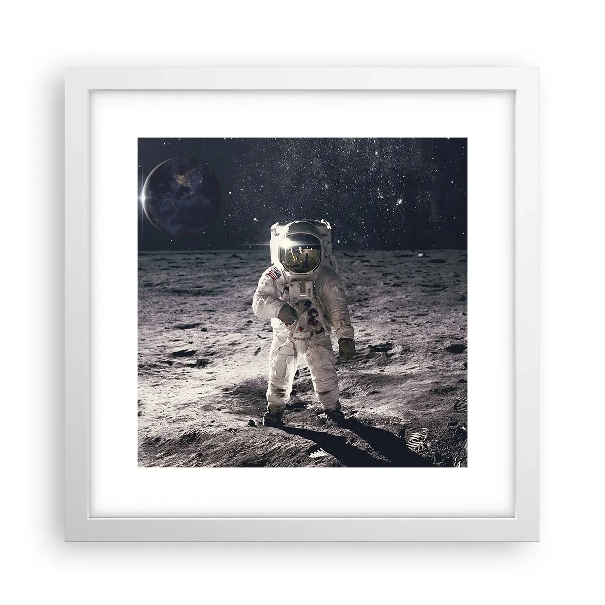 Affiche dans un cadre blanc - Poster - Salutations de la lune - 30x30 cm