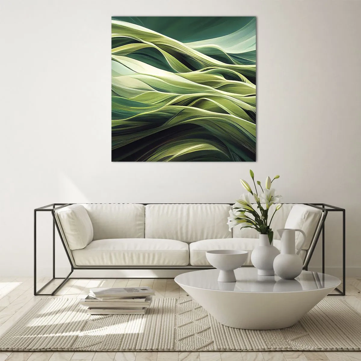 Impression sur verre - Image sur verre - Jeu de vert abstrait - 70x70 cm