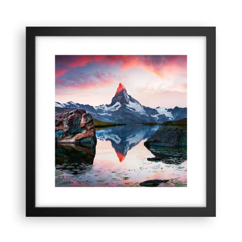 Affiche dans un cadre noir - Poster - Le coeur des montagnes est chaud - 30x30 cm