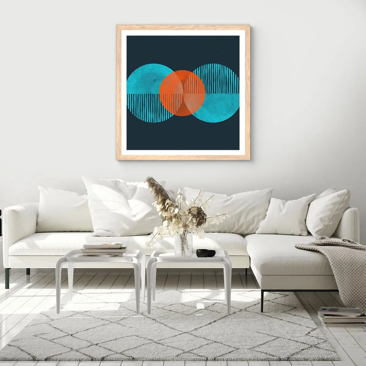 Affiche dans un chêne clair - Poster - Composition symétrique - 60x60 cm