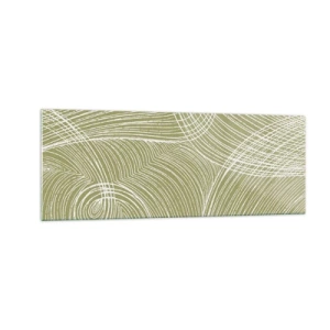 Impression sur verre - Image sur verre - Lignes vertes et blanches dans une composition abstraite - 140x50cm - Abstraction complexe de blanc - Décoration murale moderne pour le salon et la chambre ARTTOR