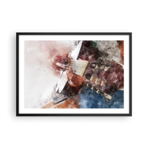 Affiche dans un cadre noir - Poster - Une interprétation artistique d'une guitare dans un style aquarelle - 70x50cm - Et qu'en pensez-vous ? - Décoration murale moderne pour le salon et la chambre ARTTOR