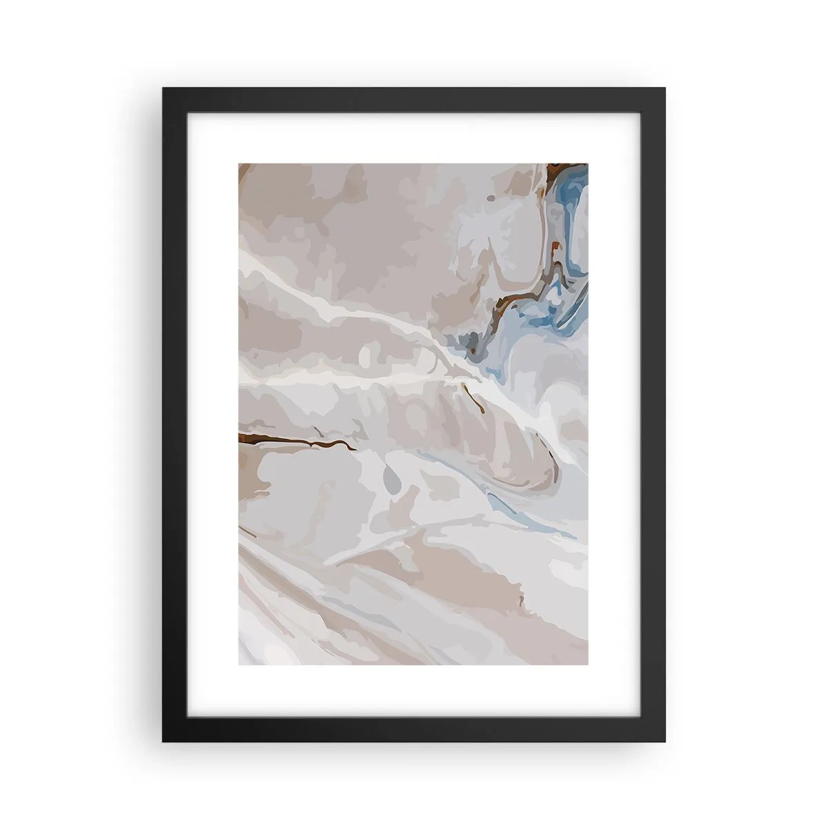 Affiche dans un cadre noir - Poster - Le bleu serpente sous le blanc - 30x40 cm
