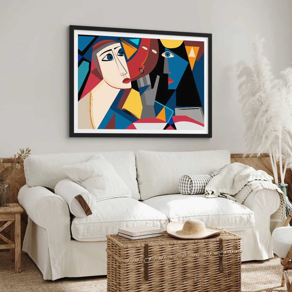 Affiche dans un cadre noir - Poster - Une conversation entre cubistes - 50x40 cm