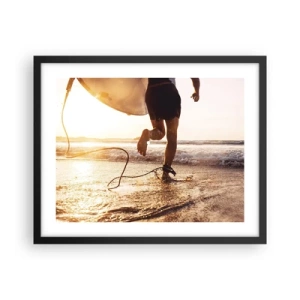 Affiche dans un cadre noir - Poster - A la rencontre des vagues - 50x40 cm