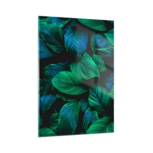 Impression sur verre - Image sur verre - Gros plan de feuilles aux nuances de vert intense - 50x70cm - Dans la foule verte - Décoration murale moderne pour le salon et la chambre ARTTOR
