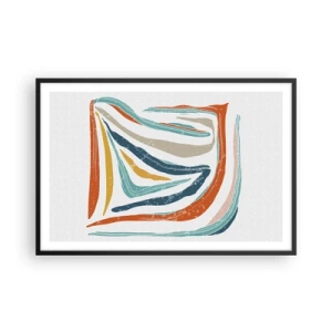 Affiche dans un cadre noir - Poster - Abstraction avec un sourire amical - 91x61 cm