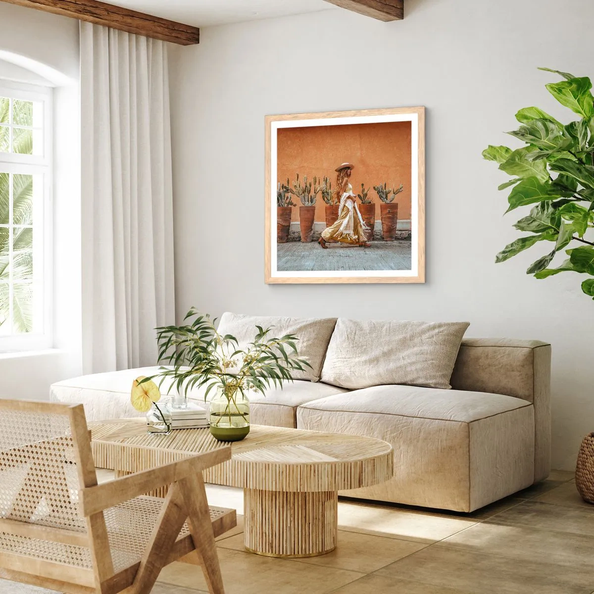 Affiche dans un chêne clair - Poster - Style hippie - 30x30 cm