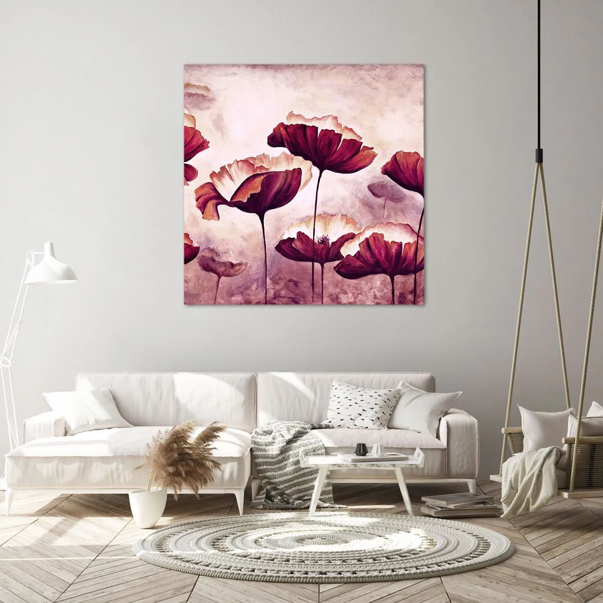 Impression sur toile - Image sur toile - Pétale rouge et blanc - 50x50 cm