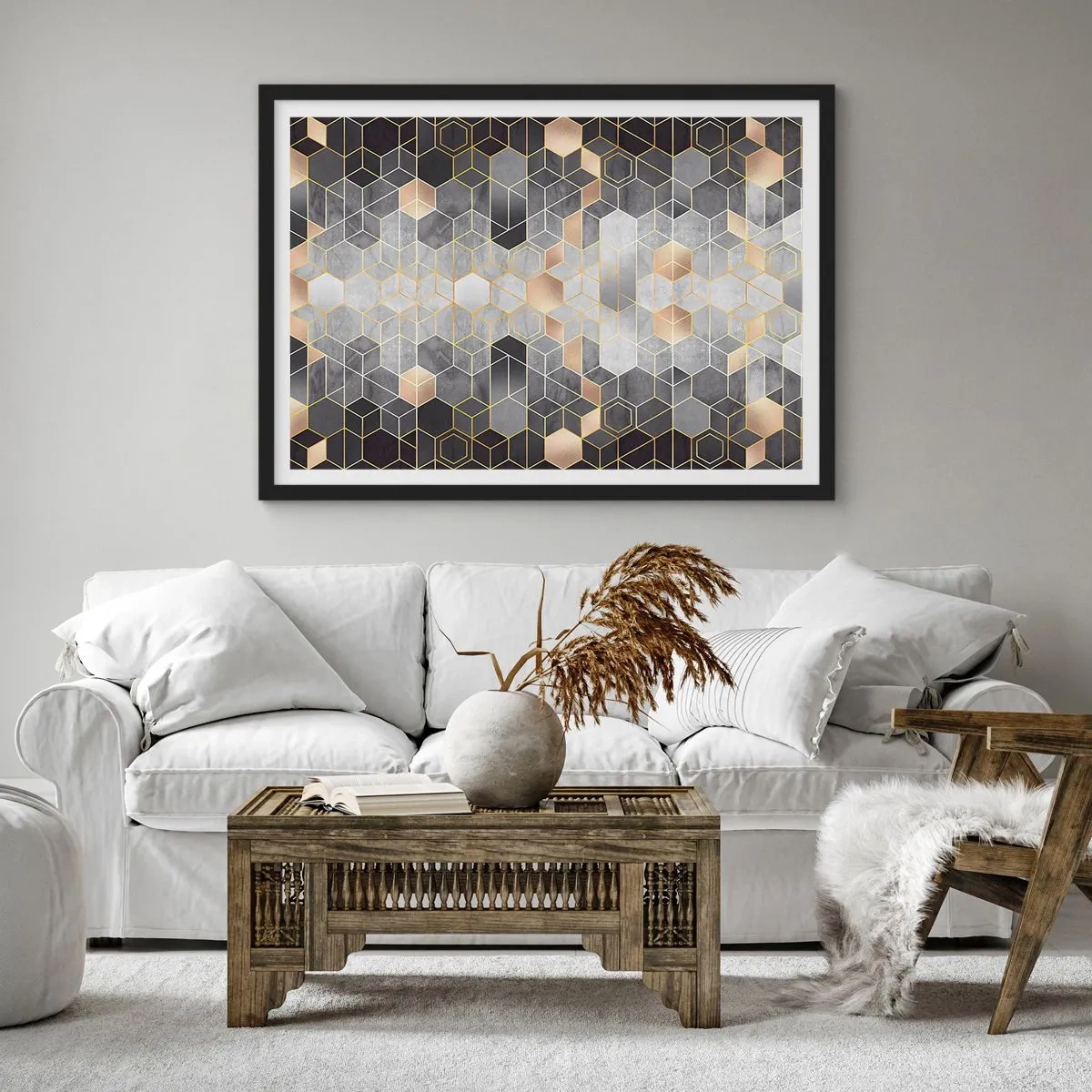 Affiche dans un cadre noir - Poster - Composition de diamants - 50x40 cm