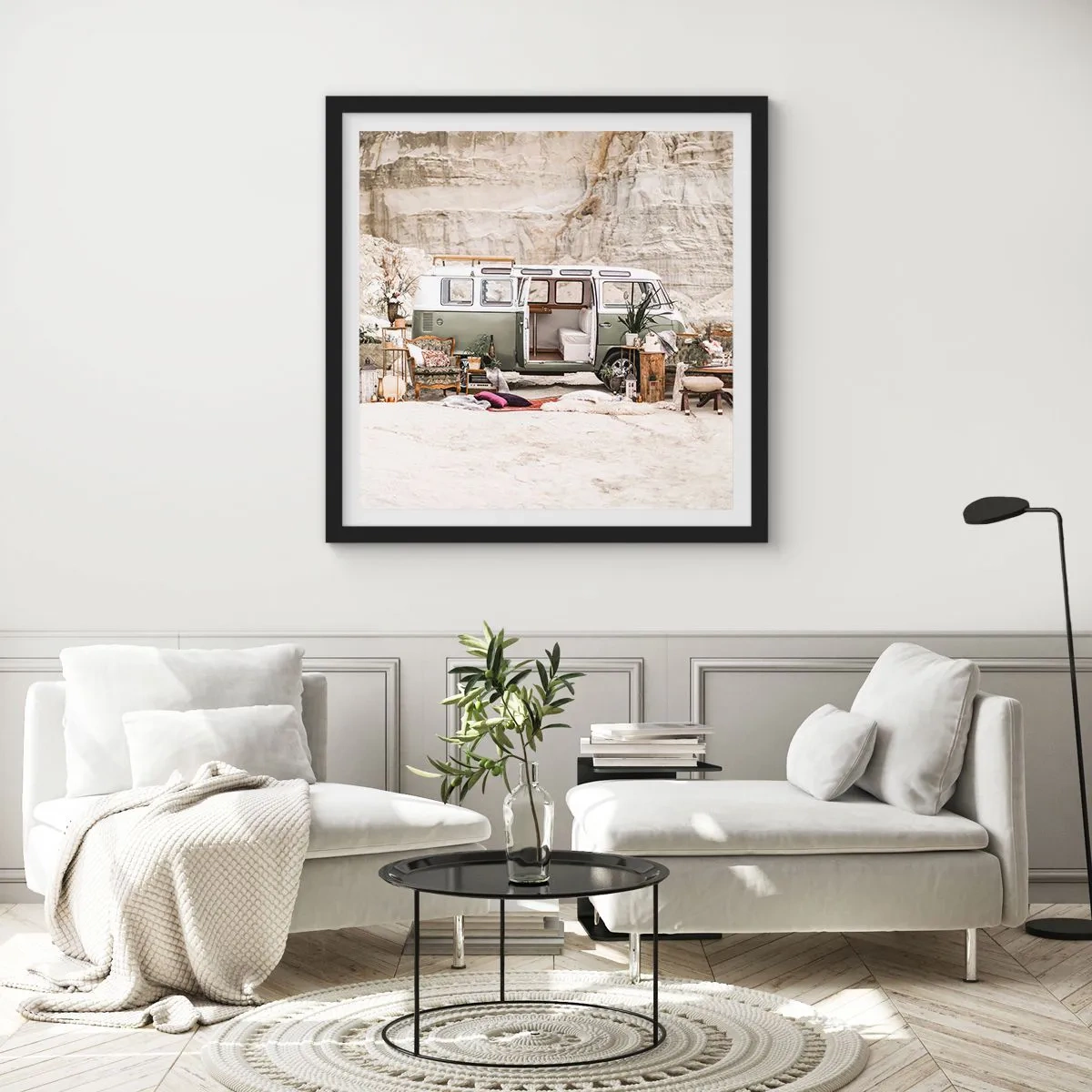 Affiche dans un cadre noir - Poster - Il est temps de commencer le voyage - 50x50 cm