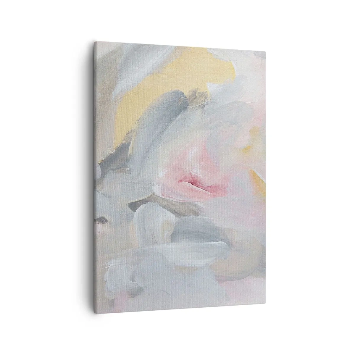 Impression sur toile - Image sur toile - Coups de pastel abstraits dans des tons de rose et de gris. - 50x70cm - Dans un monde pastel - Décoration murale moderne pour le salon et la chambre ARTTOR