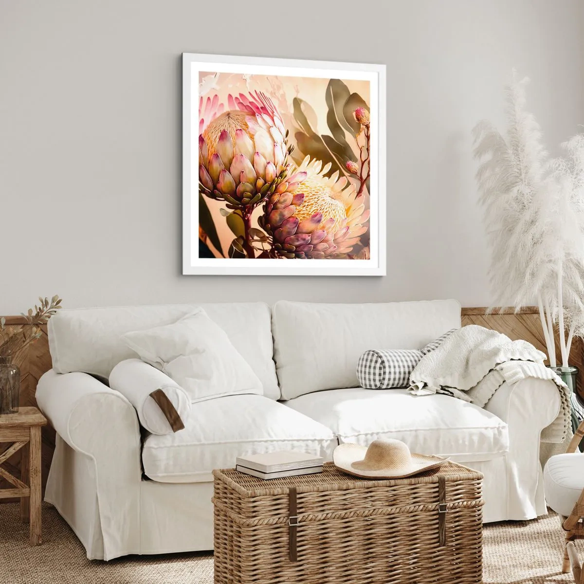 Affiche dans un cadre blanc - Poster - Tendrement embrassé - 60x60 cm